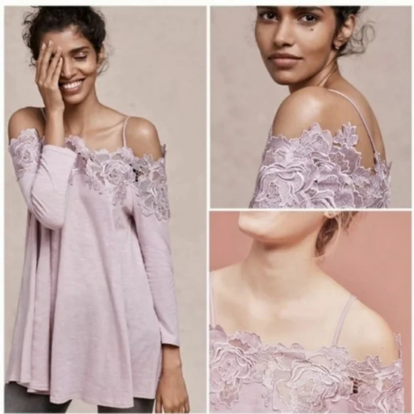 Anthropologie Meadow Rue Laceline Off-The-Shoulder Top SP - Picture 2 of 6